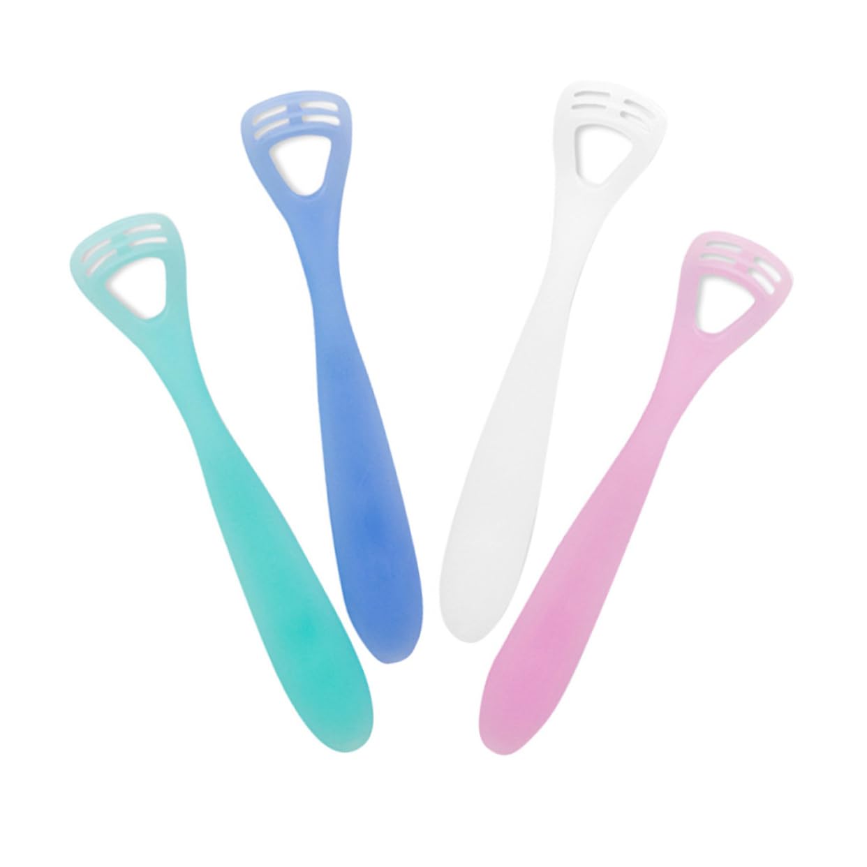 Conjunto de 4 Scrapers de Língua de Silicone Macio - Ferramenta de Higiene Oral Segura para Crianças e Adultos em Cores Aleatórias