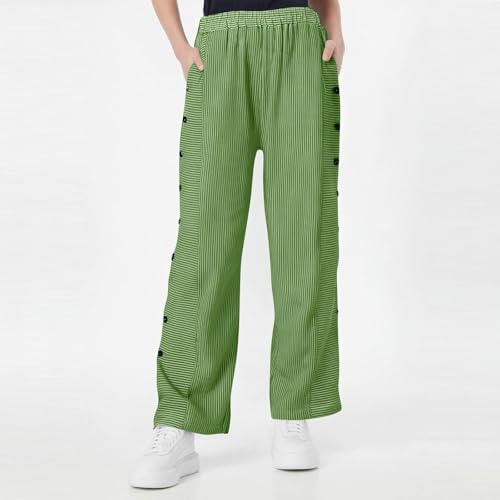 Striped Pants Women Elastic High Waisted Baggy Wide Leg Pants Vintage Cropped Lounge Trousers with Pockets3