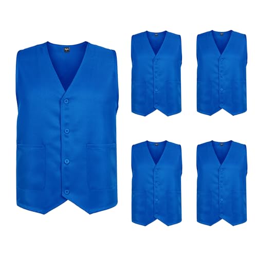 TopTie 5 Pack Unisex Work Vest Button Up Vest Volunteer Activity Supermarket Uniform