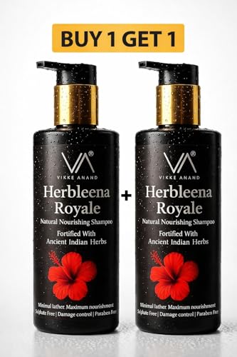 Image of Herbleena Royale Natural Nourishing Shampoo by VA (VIKKE ANAND) | Damage Control Features | Sulphate & Paraben Free | Fortified With Indian Herbs | 250ml (buy 1 get1 free)