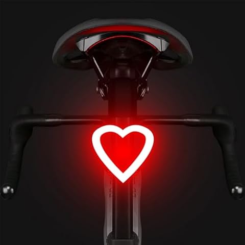 YUERWOVER Rechargeable Bike Tail Light LED Bicycle Rear Light Cycling Night Essential Bright Seat Back Safety Lamp Heart Shape 5 Modes Warning Waterproof Flash MTB Light for Men Women Kids(Heart) Cover