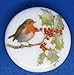 Porcelain China Collectible Button - Christmas Robin & Holly