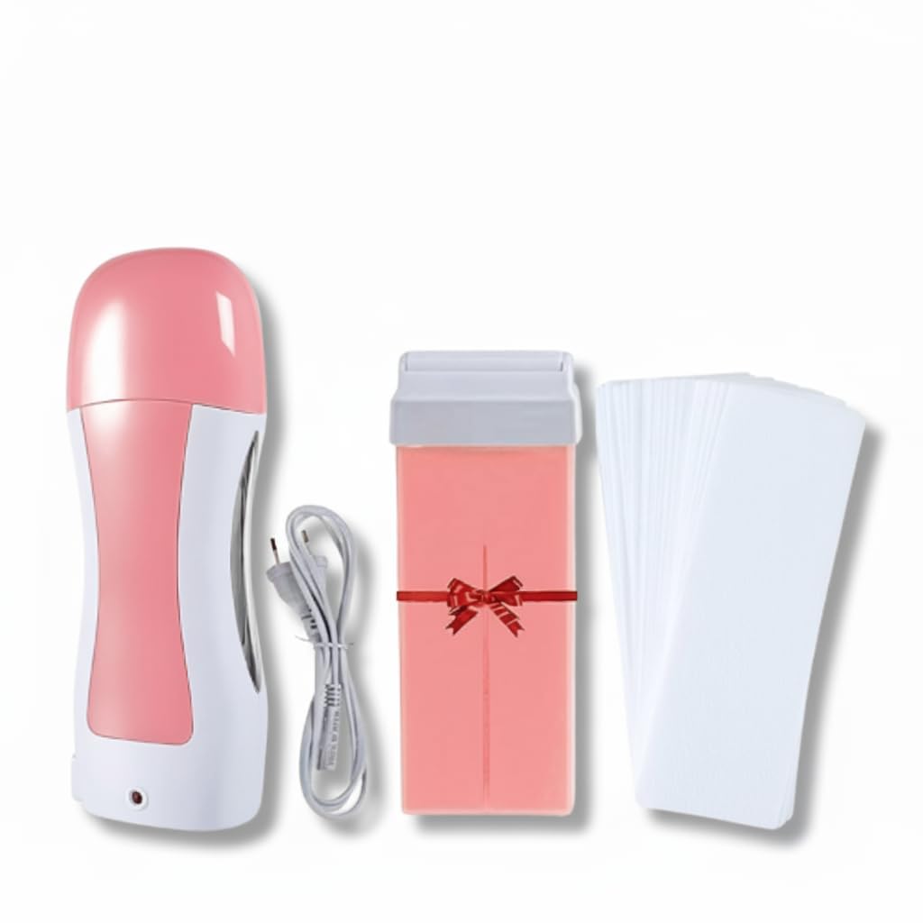 Wax Heater Machine Roller Wax Warmer Kit for Hair Removal | Professional Waxing Kit for Women | Includes Wax Heater, Refill Cartridges & Wax Strips | Salon & Home Use Waxing Combo (03)