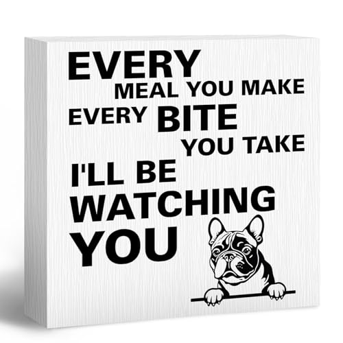 Every Meal You Make every Bite you Take I'll Be Watching Funny Office Vintage Wooden Box Sign Rustic Farmhouse Square Desk Decor For Shelf, Home, office Table Accessories 5 x 5 Inch