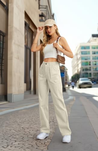 Cargo Pants Women High Waisted Wide Leg Casual Pants Baggy Stretchy Trousers Y2K Streetwear with 6 Pockets3