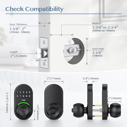 Yamiry Keypad Smart Door Knob Lock, Keyless Entry Door Lock for Front Door, Digital Keypad Door Lock with Handle, Electronic Code Door Knob, Auto Lock - Image 7