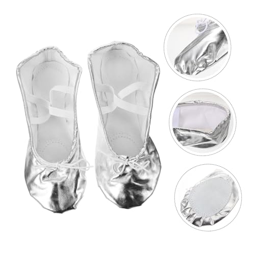 Ballet Shoes for Kids Kids Yoga Shoes Pu Leather Ballet Slipper Glitter Non Sole Size 344