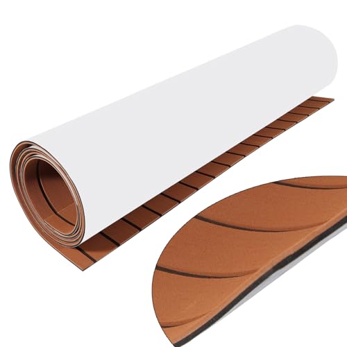 KEESUNG Schaum Boot Decksbelag, Eva Teak Bodenbelag Schaum Deckbeschläge Matte Schaum Boot Yacht Boden rutschfest Matte Marine rutschfest Boden Deck Teppich Selbstklebend Matte, Braun und Schwarz