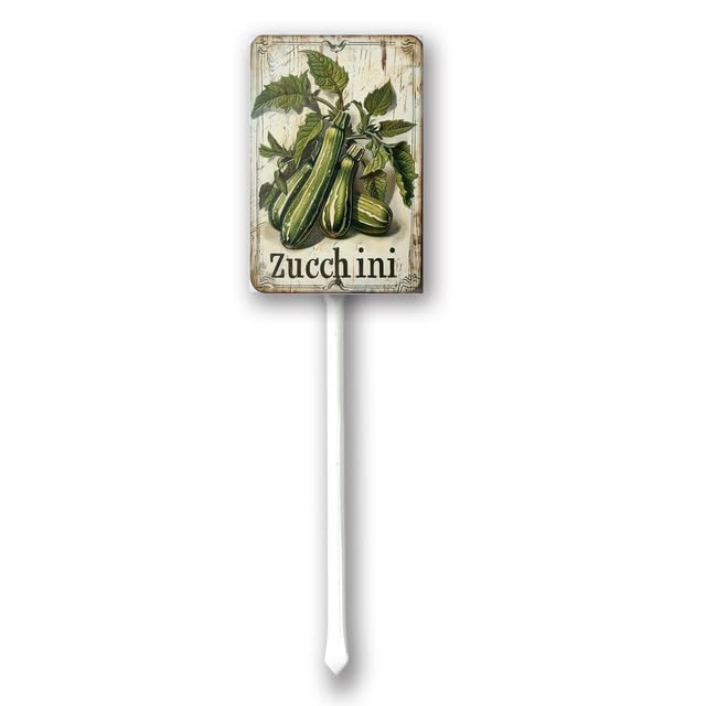 Uptell Vintage Vegetable Signs for Garden with Stake Zucchini Yard Sign Vegetable Garden Label Stakes Plant Markers for Outdoor Plants Waterproof