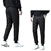 Jamron Uomo Inverno Caldo Tuta da Ginnastica Trapuntata Foderata in Pile Giacca e Pantaloni della Tuta con Tasche con Zip Nero XL #5