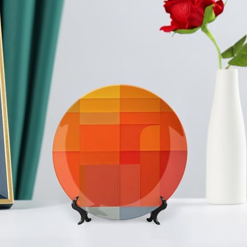 Plato decorativo abstracto blanco y naranja de cerámica miniatura 6