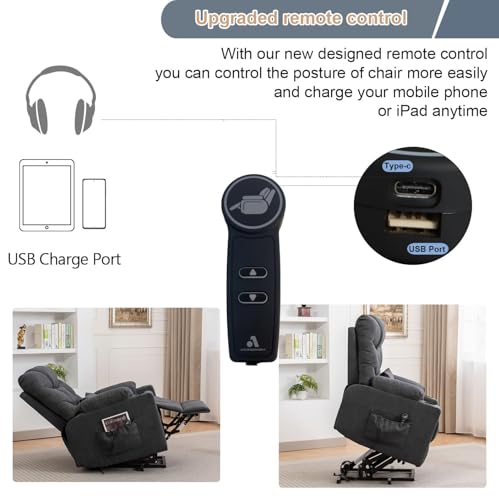 Sillón eléctrico reclinable con elevador tejido lino blanco miniatura 3