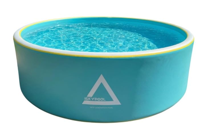ISKYPOOL 9ft Compact Drop Stitch Pool – Rigid Hard-Wall Mini Swimming Pool for...