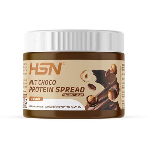 HSN Nutchoco Crema Hiperproteica de Cacao y Avellanas 300 g | Para Untar | Sin Aceite de Palma | Snack Dulce Fitness | Textura Cremosa | Apta Vegetarianos