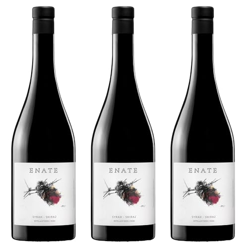 Bodega Enate - Vino Tinto Syrah-Shiraz - Pack de 3 Botellas de 75 cl - D.O. Somontano - Vino Cubierto, Paladar Voluptuoso y Taninos Aterciopelados - Fermentado en Barrica de Roble Europeo y Americano