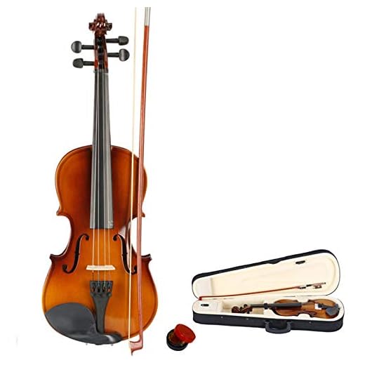 3/4 Acoustic Violin,Solid Wood Violin Starter Kit with Case, Bow, Rosin for Kids Beginners (Natural)