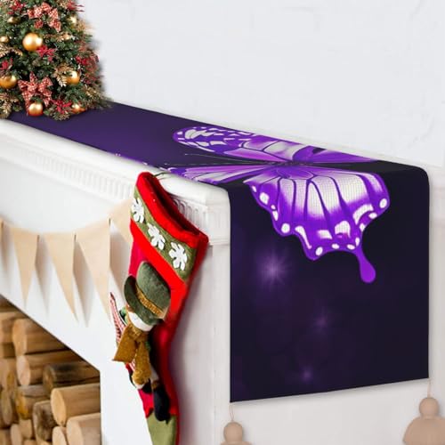 Chemin de table avec franges chic et papillons violets - Finition de qualité - 7