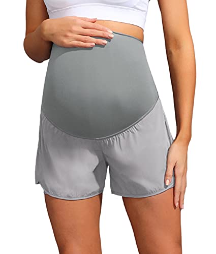 Maternity Athletic Shorts With Pocket Quick-Dry Running Shorts With Liner Shorts Navy #TOP28