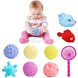 LANTRISA 9 Piezas de Pelotas Sensoriales, Juegos de Pelota para Agarrar, Pelotas Blandas de Silicona con Reconocimiento de...