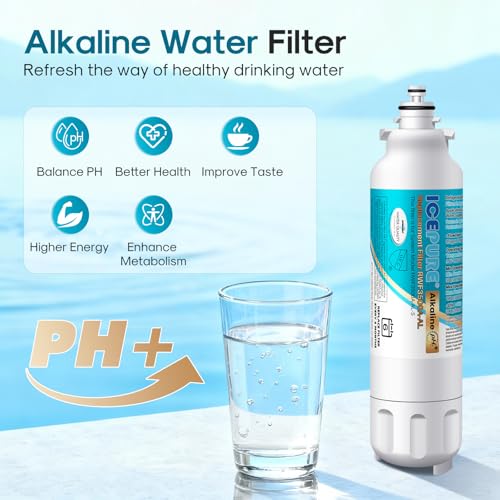 Image of ICEPURE Alkaline ADQ73613401 Refrigerator Water Filter and Air Filter Replacement for LG LT800P, LT800PC, ADQ75795104, ADQ736134, ADQ73613402 Kenmore 9490 LSXS26326S LSXS26366S, Enhances PH, 2Combo