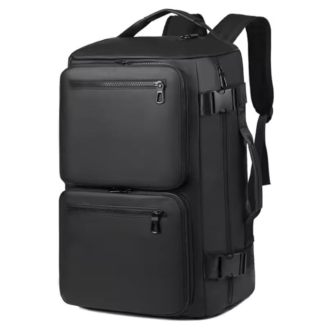 Multipurpose Travel Backpack for Men, 35L Laptop Bag Faux Leather Water-resistant Large Capacity Backpack for Weekend Travel Office (BLACK) Multipurpose Travel Backpack for Men, 35L Laptop Bag Faux Leather Water-resistant Large Capacity Backpack for Weekend Travel Office (BLACK)