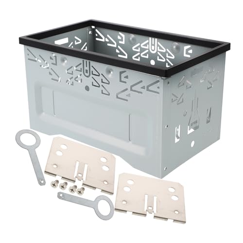 SHINEOFI Universal Double Din Car Radio Mounting Kit with Metal Bracket and Plastic Frame, Car Stereo Dash Installation Panel for Secure Audio Player Replacement and Video Organizer