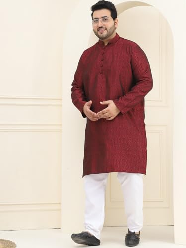 Image of SOJANYA Plus(Since 1958), Men's Silk Blend Self Design ONLY Long Kurta