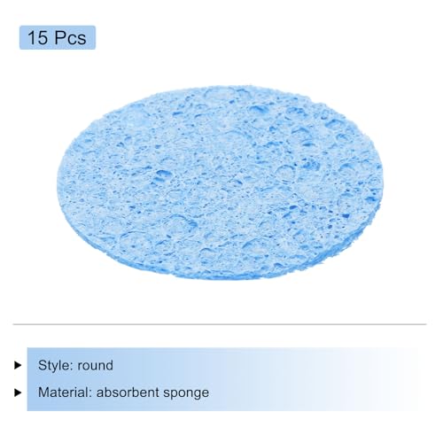 Image of MECCANIXITY 15PCS Soldering Sponge 50mm Round Blue Cleaning Pad Welding Tip Iron Replacement for Cleaning Soldering Iron 1mm Natural Thickness 6mm Water Absorption Thickness