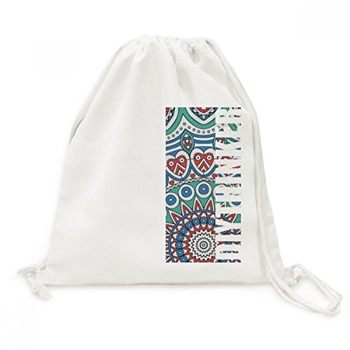 Sac à dos en toile imprimée cœur bleu avec fermeture à cordon