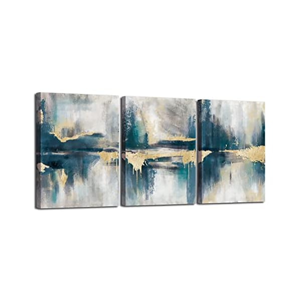 ArtbyHannah-12x16-Abstract-Canvas-Wall-Art-Blue-Gold-Framed-Wall-Decor-Prints-3-Panels-Ready-to-Hang