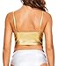 Vinaderhom Women's Metallic Crop Top Shiny Rave Bra for Dance Festivals Costumes Gold L