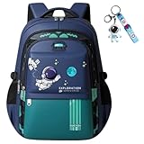 Mochila Escolar Infantil Astronauta, Ortopédica, Acolchoada, Reforçada, para Meninos 7-12 Anos(Verde)