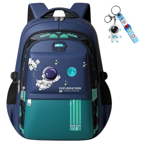 Mochila Escolar Infantil Astronauta, Ortopédica, Acolchoada, Reforçada, para Meninos 7-12 Anos(Verde)