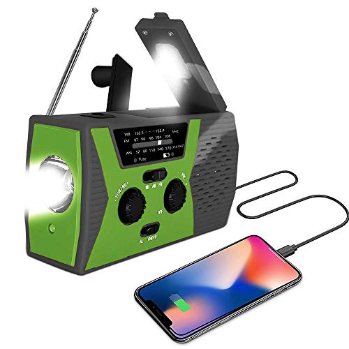 2020 Upgraded Version AOXLANT Portable Radio, Weather Radio with LED Flashlight, SOS Alarm Solar Hand Crank Emergency Radio, 2000mAh Power Bank for Smart Phone, AM/FM NOAA Radio, 6 LEDs Reading Lamp