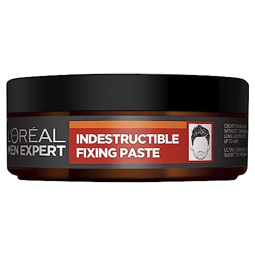 L'Oreal Paris Men Expert Hair Pomade, Indestructible Strong Hold Paste, Long-lasting Matte Finish, Men Expert Extreme Fix, 75ml