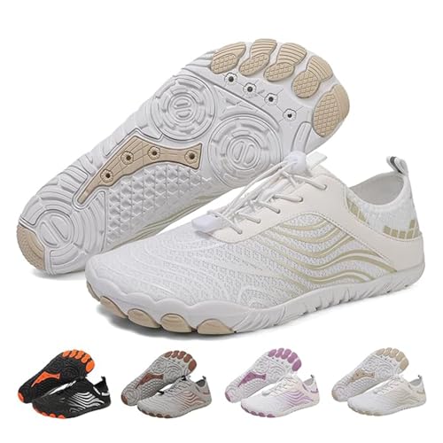 Wanderschuhe für Damen, Erdungsschuhe mit Kupfer, Erdungs-Allround-Barfußschuhe, Slip-On Unisex, schnelltrocknend (White, Erwachsene, Damen, 38, Numerisch, EU Schuhgrößensystem, M)