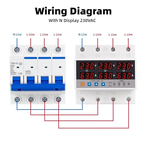 Voltmètre asynchrone synchrone 3 phases avec relais de protection 100A réglable