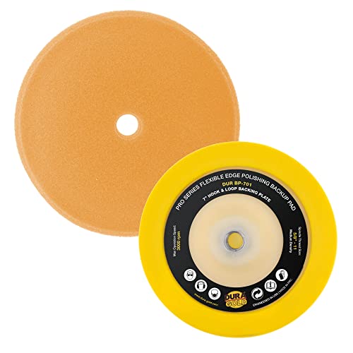 Image of TCP Global 8 inch Orange Coarse Foam Buffing Pad & 7 inch Flexible Edge Hook and Loop Backing Pad, 5 /8 inch