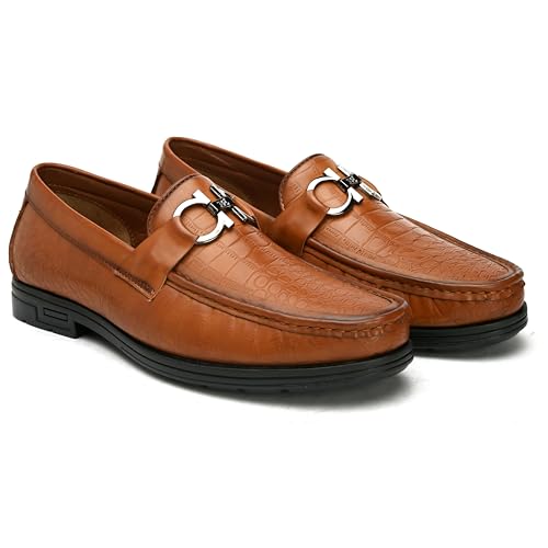 Image of San Frissco Men's Lightweight Horsebit Loafer Lightweight Woven Moccasins Formal, Casual Driving Shoes for Men /Synthetic Leather /Cushioned Footbed Designed for All Seasons
