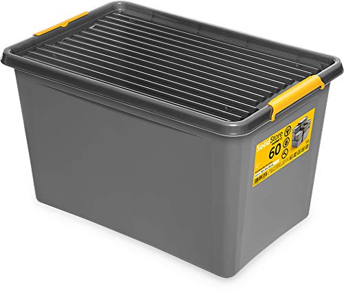 SolidStore stoß- und sturzfeste Rollbox; Aufbewahrungsbox Box 60L mit Rollen Cover