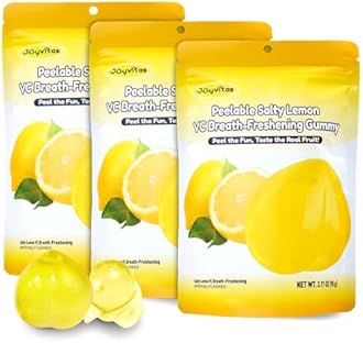 Peelable Gummy Salty Lemon Candy | 3 Pack(9.53oz) Individually Wrapped Tropical Peeling Gummies Variety Pack | Low Sugar & Low Calorie | Resealable | Ideal New Year Treats & Celebration Bites
