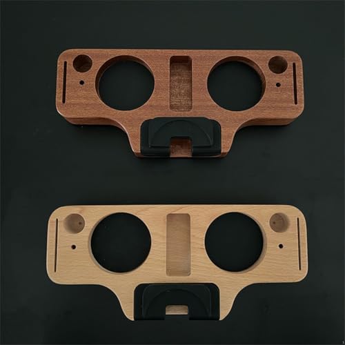 ZYNCUE Station de tampage en bois pour expresso pour porte-filtre à café avec tamper, distributeur, brosse et écran de palette, outil de barista 6 en 1 en bois de hêtre pour la plupart des machines