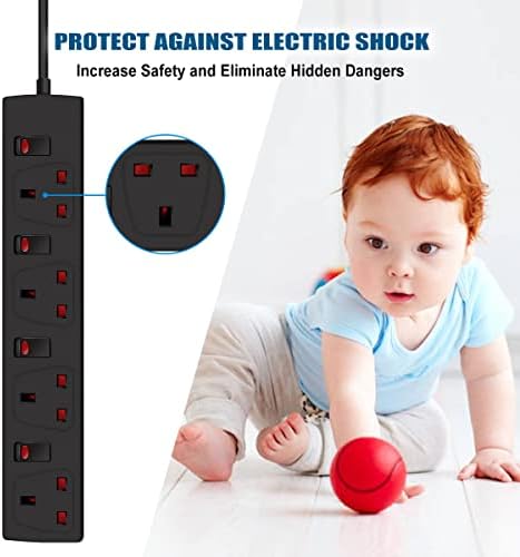 EXTRASTAR 4 Way Extension Lead, 13A/3120W Fused Power Strips UK Plug with Individual Indicator Switch (1M, Black)