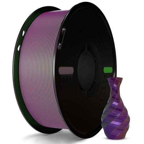 Miailuy 1.75mm Tricolor PLA 3D Printer Filament(SilkGreenPurpleCopper), Iridescent Effect, 3D Silk Rainbow Filament Changes Color with Viewing Angle, Dimensional Accuracy +/-0.02mm, 2.2lbs/Spool