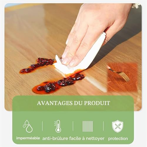Protection de table contre rayures PVC transparent 180 cm rond - 4