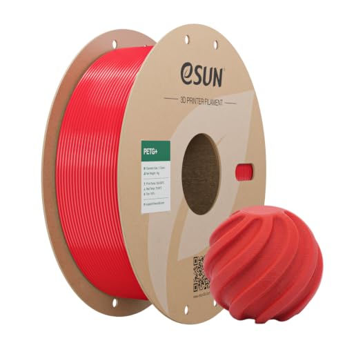 eSUN Upgraded PETG+ Filament 1KG, High Toughness and Heat Resistance, Red