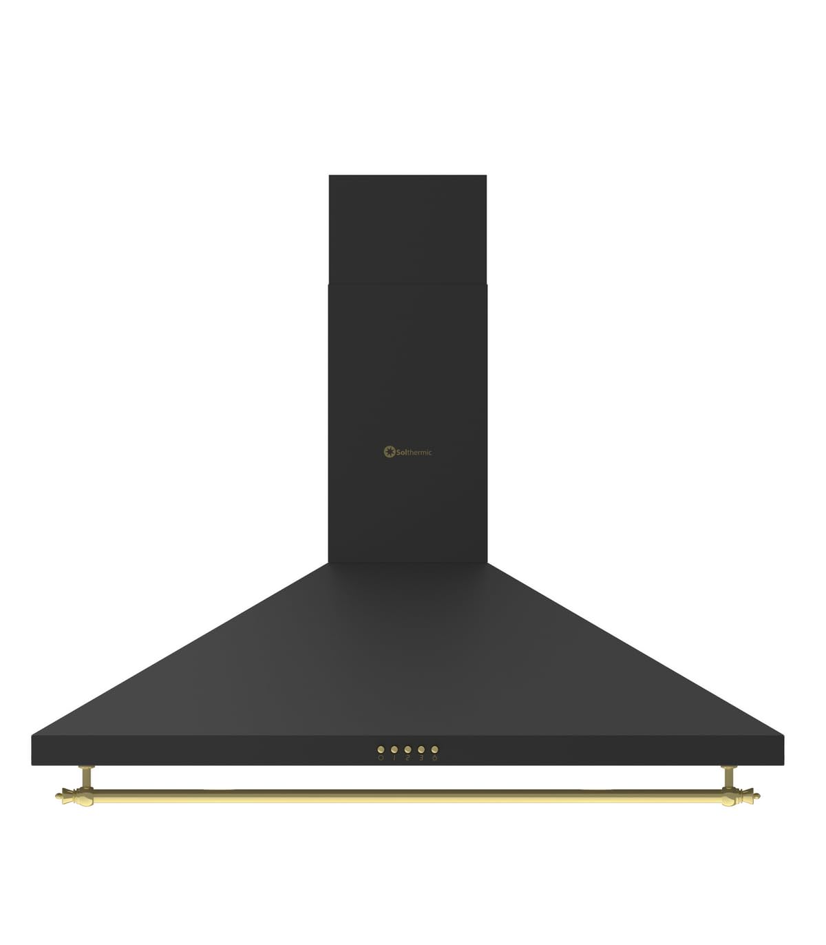 CONJUNTO PACK COCINA A GAS SOLTHERMIC HORNO ELÉCTRICO F6S40E5RB + CAMPANA 60 CM A JUEGO NEGRA RÚSTICA RIBETES DORADOS 350m3/h