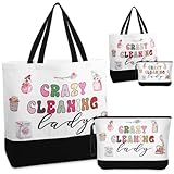Paterr 4 Pcs Housekeeping Gift Tote Bag and Makeup Bag Housekeeper Employee Appreciation Day Gift for Custodian Cleaner