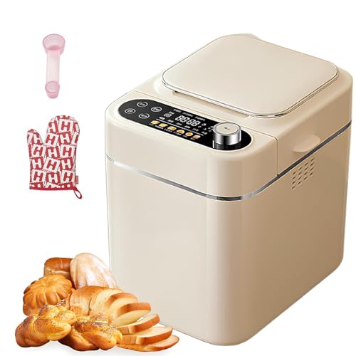 Bread Maker Machine with 26 Preset Functions and 13 Hours Delay Timer, Sourdough Maker with 3 Crust Shades, Includes Gloves and Measuring Spoon