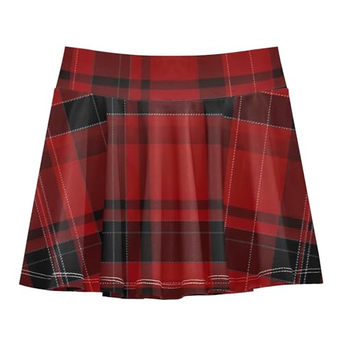 Athletic Shorts Girls Skorts Tennis Skirts Kids Funny Cheer Skirt Classic Red Black Plaid Textures 3t